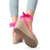 imageDREAM PAIRS Womens Open Toe Espadrilles Wedges Tie Lace Up Cute Ankle Strap Platform Sandals Dressy ShoesHot Pinksuede