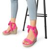 imageDREAM PAIRS Womens Open Toe Espadrilles Wedges Tie Lace Up Cute Ankle Strap Platform Sandals Dressy ShoesHot Pinksuede