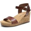 imageDREAM PAIRS Womens Open Toe Buckle Ankle Strap Platform Wedge SandalsBrownpu