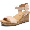 imageDREAM PAIRS Womens Open Toe Buckle Ankle Strap Platform Wedge SandalsNudesuede