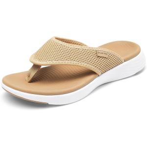imageDREAM PAIRS Womens Arch Support Soft Cushion Flip Flops Thong SandalsKhakiknit