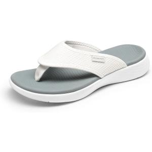 imageDREAM PAIRS Womens Arch Support Soft Cushion Flip Flops Thong SandalsWhiteknit