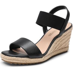 imageDREAM PAIRS Womens Open Toe Espadrilles Dressy Platform Sandals Slip on Elastic Ankle Strap Wedges SandalsBlackpu