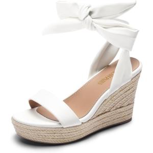 imageDREAM PAIRS Womens Open Toe Espadrilles Wedges Tie Lace Up Cute Ankle Strap Platform Sandals Dressy ShoesWhitepu
