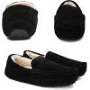 imageDREAM PAIRS Mens House Slippers Moccasin Indoor Outdoor Fuzzy Furry Loafers Suede Leather Warm Comfortable ShoesBlack