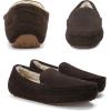 imageDREAM PAIRS Mens House Slippers Moccasin Indoor Outdoor Fuzzy Furry Loafers Suede Leather Warm Comfortable ShoesBrown