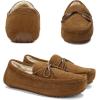 imageDREAM PAIRS Mens House Slippers Moccasin Indoor Outdoor Fuzzy Furry Loafers Suede Leather Warm Comfortable ShoesTan