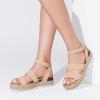 imageDREAM PAIRS Strappy Espadrille Platform Wedge Sandals for Women Dressy Summer Comfortable Open Toe Sandals with Cushioned Insole and Ankle Strap BuckleNude Nubuck