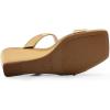 imageDREAM PAIRS Women Slides Wedge Sandals Square Open Toe Dress Casual Strappy ShoesGoldpat