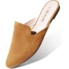 imageDREAM PAIRS Womens Flat Mules Pointed Toe Backless Loafer ShoesBrownsuede