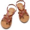 imageDREAM PAIRS Womens Flat Sandals Strappy Dressy Comfortable Ankle Strap Casual Summer Thong Sandals for BeachDark Brownpu