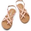 imageDREAM PAIRS Womens Flat Sandals Strappy Dressy Comfortable Ankle Strap Casual Summer Thong Sandals for BeachNaturalpu