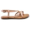 imageDREAM PAIRS Womens Flat Sandals Strappy Dressy Comfortable Ankle Strap Casual Summer Thong Sandals for BeachNaturalpu