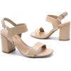 imageDREAM PAIRS Womens High Chunky Heels Square Toe Block Ankle Strap Dress Comfort SandalsNude