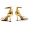 imageDREAM PAIRS Womens High Stilettos Open Square Toe Ankle Strap Heels Sexy Fashion Comfort Dress Shoes Wedding Bridal Pumps Heeled SandalsGold