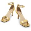 imageDREAM PAIRS Womens High Stilettos Open Square Toe Ankle Strap Heels Sexy Fashion Comfort Dress Shoes Wedding Bridal Pumps Heeled SandalsGold