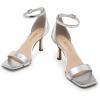 imageDREAM PAIRS Womens High Stilettos Open Square Toe Ankle Strap Heels Sexy Fashion Comfort Dress Shoes Wedding Bridal Pumps Heeled SandalsSilver