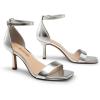 imageDREAM PAIRS Womens High Stilettos Open Square Toe Ankle Strap Heels Sexy Fashion Comfort Dress Shoes Wedding Bridal Pumps Heeled SandalsSilver