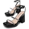 imageDREAM PAIRS Womens Platform Strappy Heels Open Toe Ankle Strap Square Party Sandals Y2K Dress ShoesBlackrhinestone