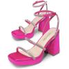 imageDREAM PAIRS Womens Platform Strappy Heels Open Toe Ankle Strap Square Party Sandals Y2K Dress ShoesHot Pinkrhinestone