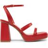 imageDREAM PAIRS Womens Platform Strappy Heels Open Toe Ankle Strap Square Party Sandals Y2K Dress ShoesRedpu