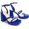 imageDREAM PAIRS Womens Platform Strappy Heels Open Toe Ankle Strap Square Party Sandals Y2K Dress ShoesRoyal Bluesatin