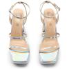 imageDREAM PAIRS Womens Platform Strappy Heels Open Toe Ankle Strap Square Party Sandals Y2K Dress ShoesShineSilver
