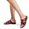 imageDREAM PAIRS Womens Slides Arch Support Slip on Flat Sandals Comfort Plantar Fasciitis Soft Cushion Slippers With Adjustable StrapsRedpu