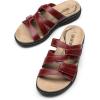 imageDREAM PAIRS Womens Slides Arch Support Slip on Flat Sandals Comfort Plantar Fasciitis Soft Cushion Slippers With Adjustable StrapsRedpu