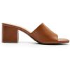 imageDREAM PAIRS Womens Square Open Toe Heels Sandals Low Block Chunky Heeled Sandals Slide Sandals Slip on Comfortable Casual Pumps ShoesBrownpu