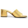 imageDREAM PAIRS Womens Square Open Toe Heels Sandals Low Block Chunky Heeled Sandals Slide Sandals Slip on Comfortable Casual Pumps ShoesGoldpu