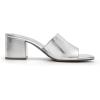 imageDREAM PAIRS Womens Square Open Toe Heels Sandals Low Block Chunky Heeled Sandals Slide Sandals Slip on Comfortable Casual Pumps ShoesSilverpu