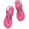 imageDream Pairs Womens Elastic Strappy String Thong Ankle Strap Summer Gladiator SandalsHot Pinkpu