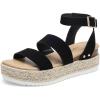 imageDREAM PAIRS Strappy Espadrille Platform Wedge Sandals for Women Dressy Summer Comfortable Open Toe Sandals with Cushioned Insole and Ankle Strap BuckleBlack Nubuck