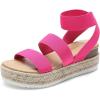 imageDREAM PAIRS Strappy Espadrille Platform Wedge Sandals for Women Dressy Summer Comfortable Open Toe Sandals with Cushioned Insole and Ankle Strap BuckleHot Pink Elastic