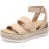 imageDREAM PAIRS Strappy Espadrille Platform Wedge Sandals for Women Dressy Summer Comfortable Open Toe Sandals with Cushioned Insole and Ankle Strap BuckleNude Nubuck