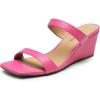 imageDREAM PAIRS Women Slides Wedge Sandals Square Open Toe Dress Casual Strappy ShoesHot Pinkpu