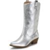 imageDREAM PAIRS Womens Cowboy Boots Pull On Cowgirl Boots Mid Calf Western BootsSilvermetal