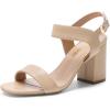 imageDREAM PAIRS Womens High Chunky Heels Square Toe Block Ankle Strap Dress Comfort SandalsNude