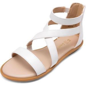 imageDREAM PAIRS Girls Gladiator Sandals with Zipper Strappy Sandals ToddlerLittle KidBig KidWhitedenimdenim