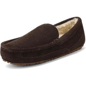 imageDREAM PAIRS Mens House Slippers Moccasin Indoor Outdoor Fuzzy Furry Loafers Suede Leather Warm Comfortable ShoesBrown