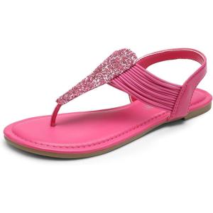 imageDream Pairs Womens Elastic Strappy String Thong Ankle Strap Summer Gladiator SandalsHot Pinkpu