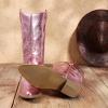 imageDREAM PAIRS Womens Cowboy Boots Pull On Cowgirl Boots Mid Calf Western Boots Available in Regular and Wide CalfPinkmetal