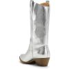imageDREAM PAIRS Womens Cowboy Boots Pull On Cowgirl Boots Mid Calf Western BootsSilvermetal
