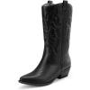 imageDREAM PAIRS Womens Cowboy Boots Pull On Cowgirl Boots Mid Calf Western Boots Available in Regular and Wide CalfBlack
