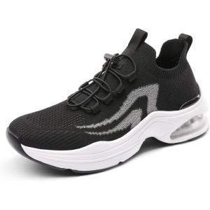 imageDREAM PAIRS Womens Walking Sneakers Slipon Air Cushion Nori Slip Resistant Tennis Casual Gym Workout Chas Nurse Restaurant Work ShoesBlack