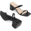 imageDREAM PAIRS Sandal Heels for Women Low Square Open Toe Block Chunky Heels Slip On Slides Mules for Party Homecoming DailyBlackstone Pu