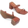 imageDREAM PAIRS Sandal Heels for Women Low Square Open Toe Block Chunky Heels Slip On Slides Mules for Party Homecoming DailyBrown