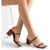 imageDREAM PAIRS Sandal Heels for Women Low Square Open Toe Block Chunky Heels Slip On Slides Mules for Party Homecoming DailyBrown