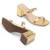 imageDREAM PAIRS Sandal Heels for Women Low Square Open Toe Block Chunky Heels Slip On Slides Mules for Party Homecoming DailyGold